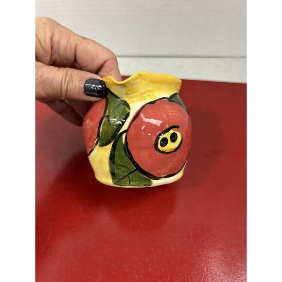 Vintage Ceramic Porcelain Painted Red Poppy Flower‎ Creamer Pitcher Small 2-3/4” - Picture 3 of 6